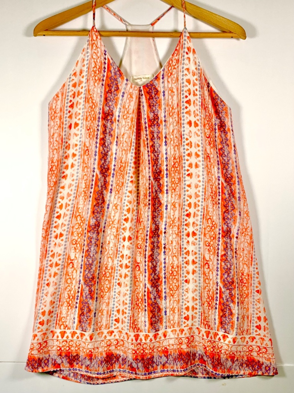 Newbury Kustom sleeveless mini summer dress orange blue boho geometric stripes